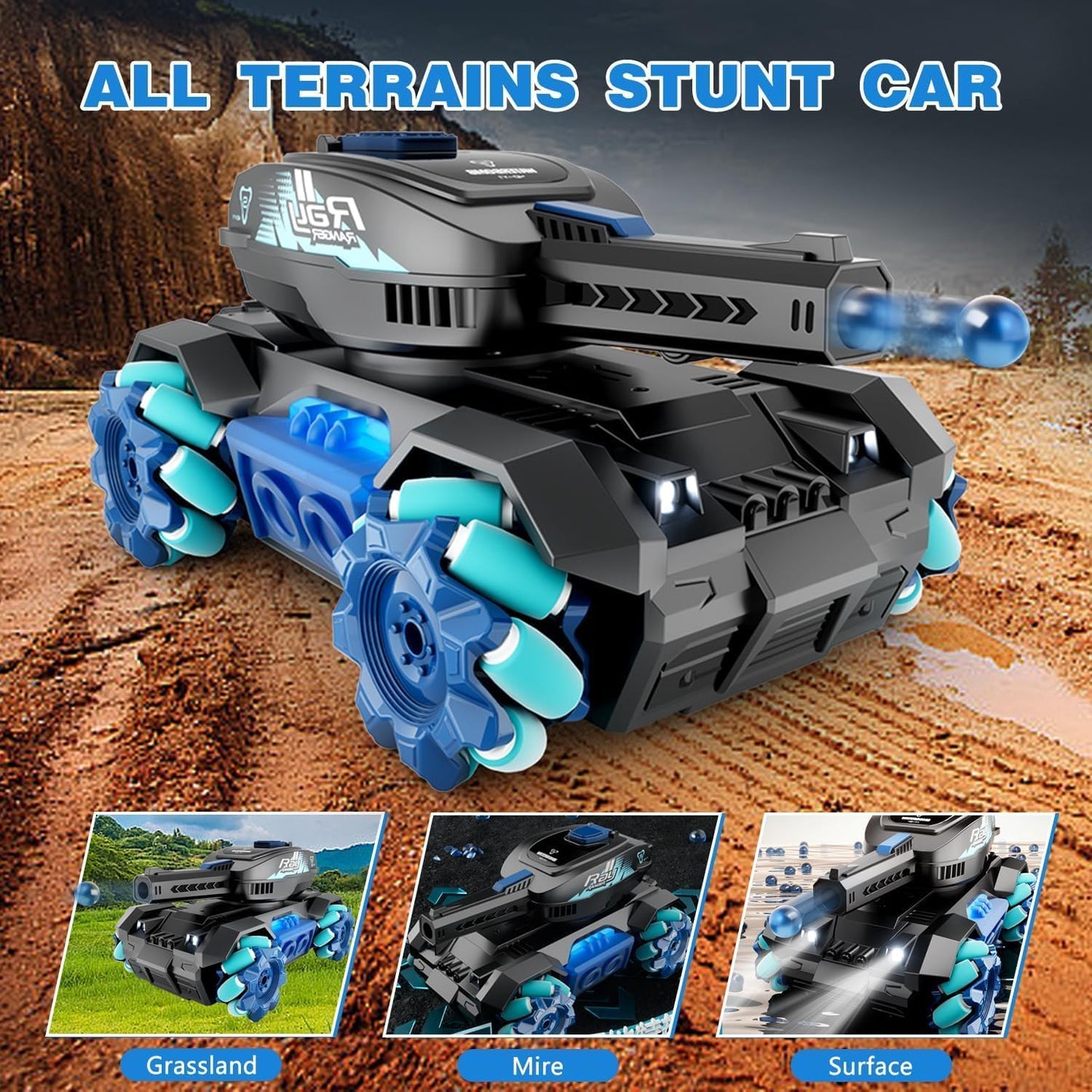 Remote Control Tank Six - wheeled Stunt Car 24g Gesture Sensing Children's Toys - skylit