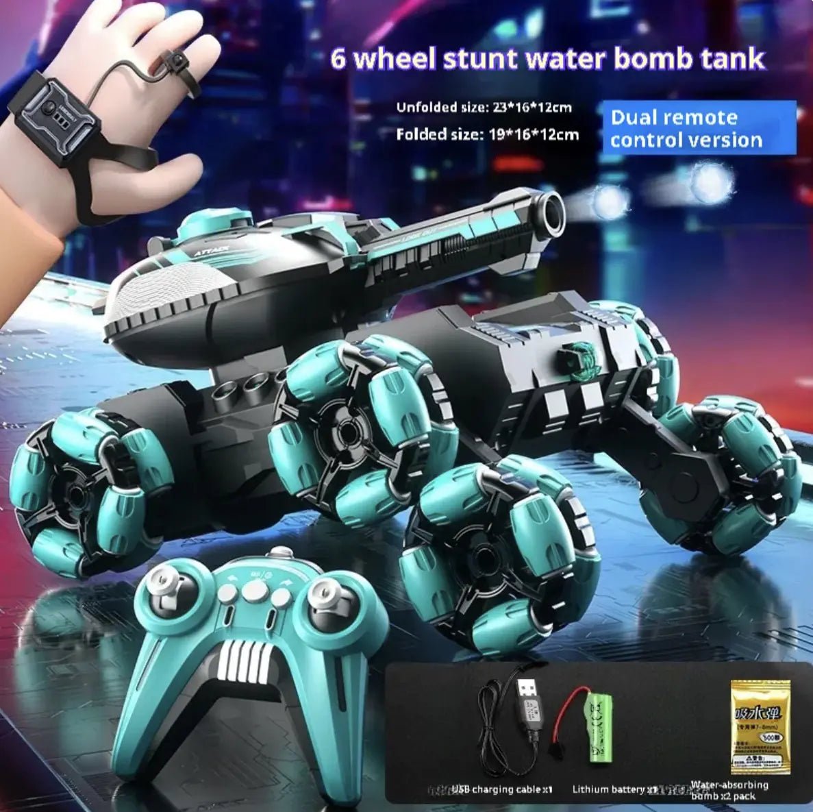 Remote Control Tank Six - wheeled Stunt Car 24g Gesture Sensing Children's Toys - skylit