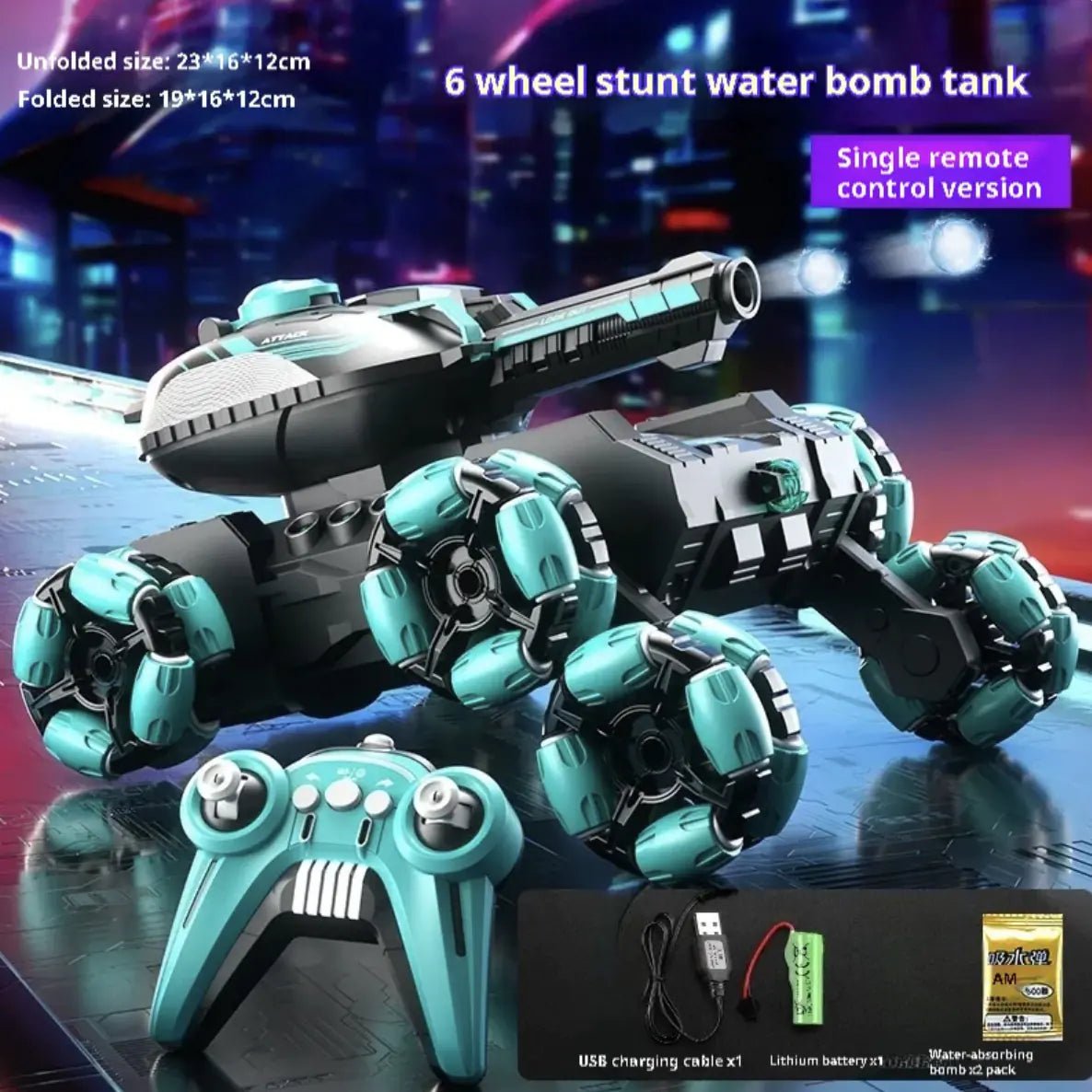 Remote Control Tank Six - wheeled Stunt Car 24g Gesture Sensing Children's Toys - skylit